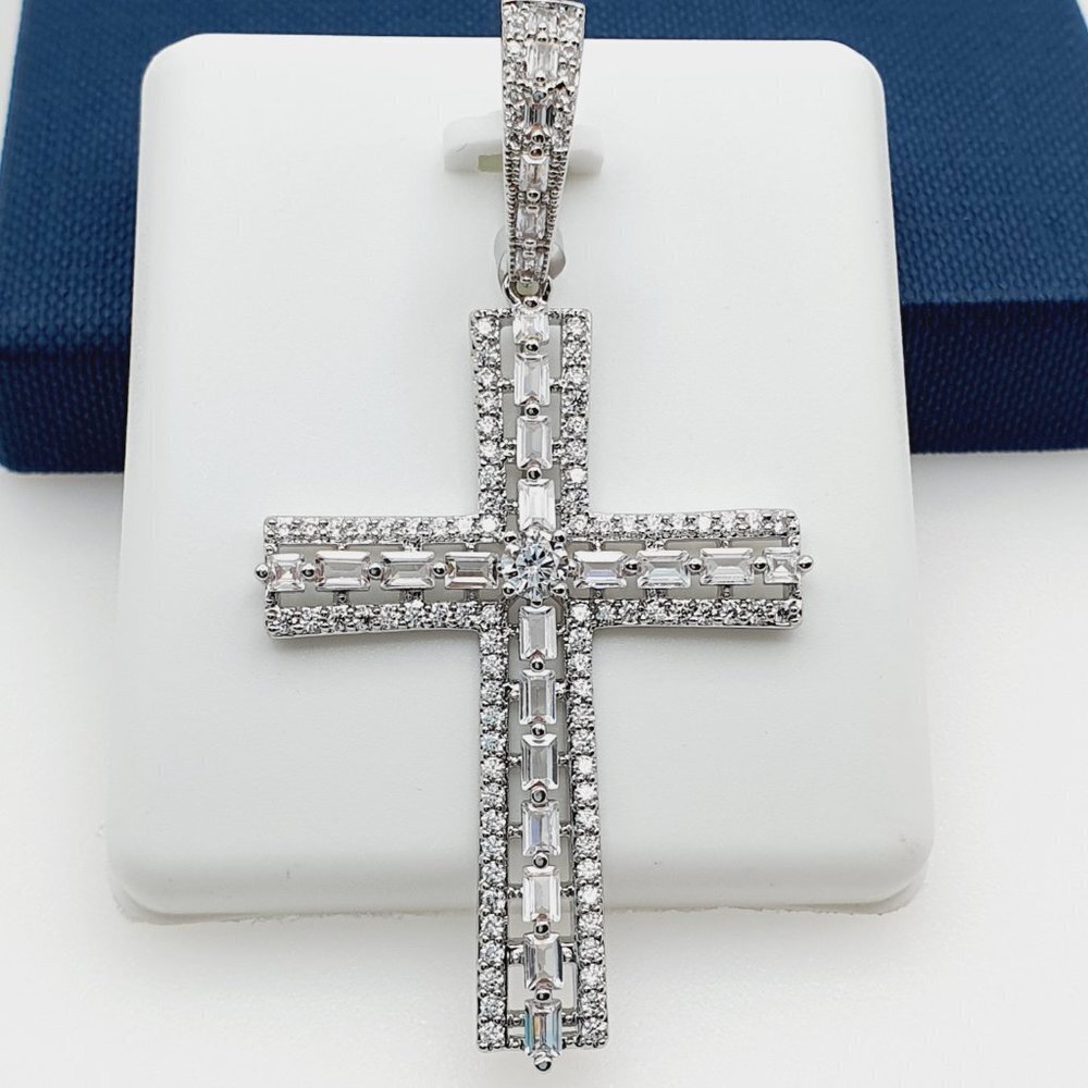 "925 Sterling Silver Plated CZ Pendant, INUS1BR190